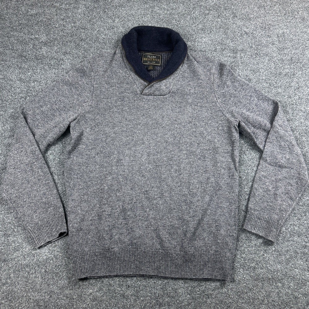 Jos A Bank Sweater Men M Black Wool Blend Shawl‎ Collar Knit Classic Reserve